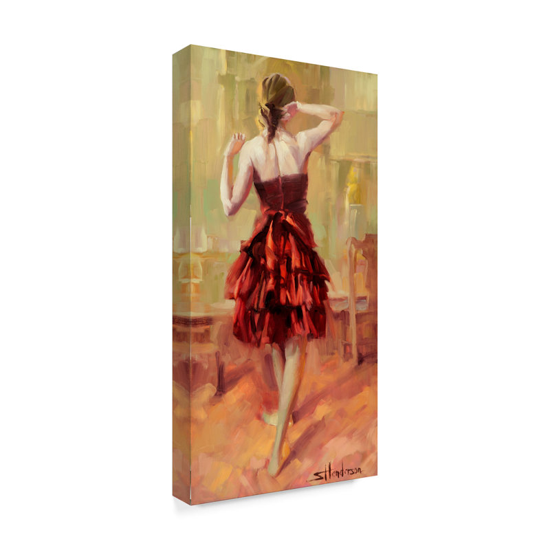 Trademark Art Girl In A Copper Dress Acrylic Painting Print On