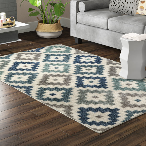 Havertown Diamond Head Blue/Beige Area Rug by Mercury Row