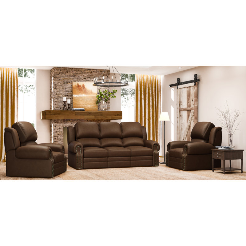 Westland and Birch Hilltop 3 Piece Leather Reclining ...
