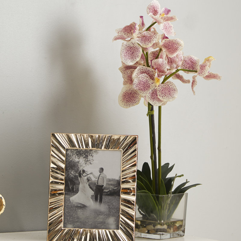 Nearly Natural Vanda Silk Orchid Flower with Glass Vase & Reviews Wayfair