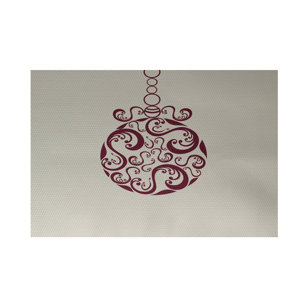 Decorative Holiday Print Ivory Cream Indoor/Outdoor Area Rug
