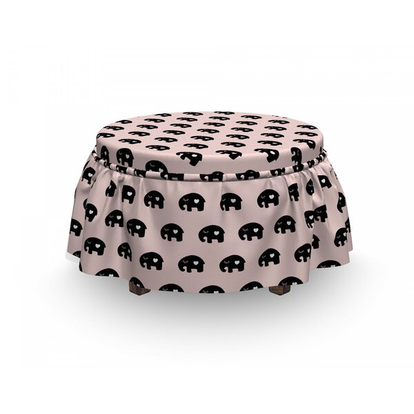 Elephant With Heart Ottoman Slipcover (Set Of 2) By East Urban Home