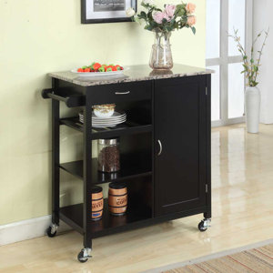 Roselle Kitchen Cart with Faux Marble Top