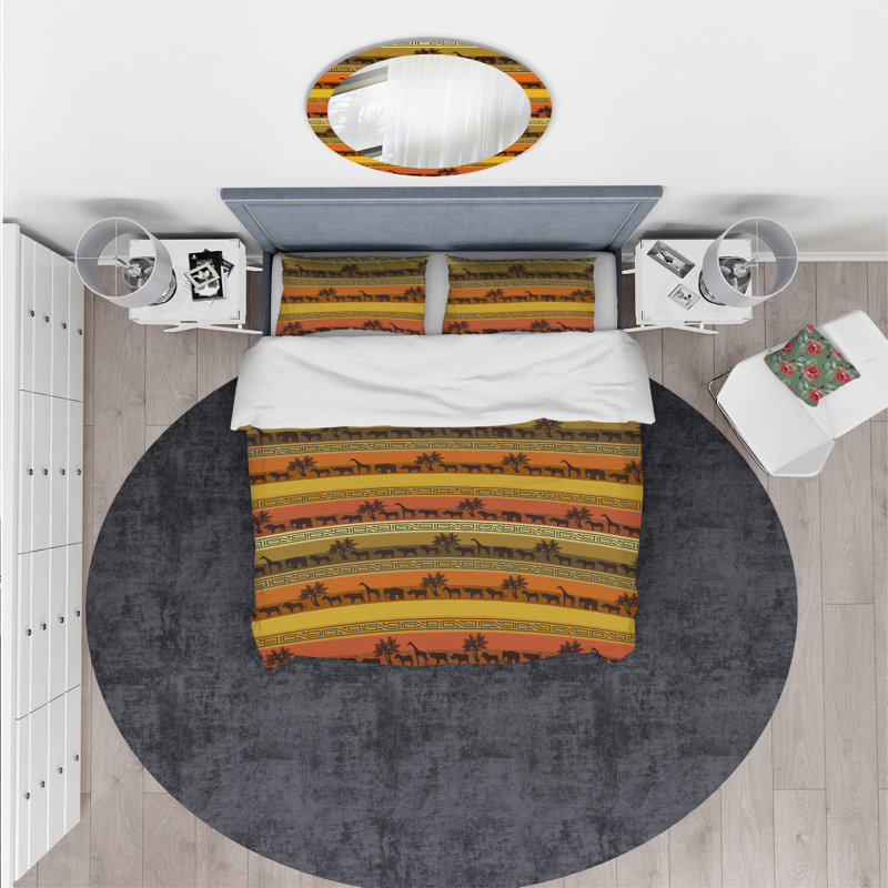 East Urban Home Designart African Wildlife With Ethnic Duvet Cover Set Wayfair