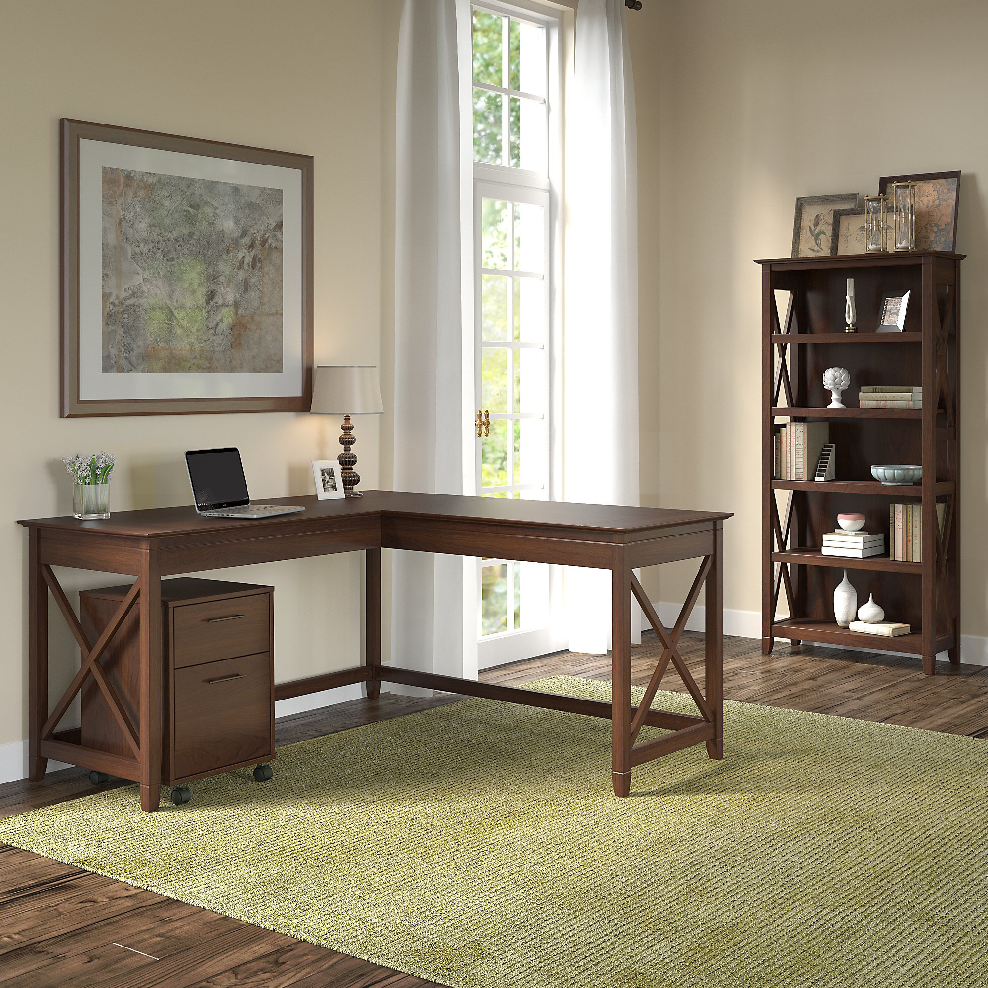 Beachcrest Home Cyra L Shaped Credenza Desk Reviews Wayfair