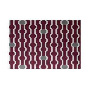 Uresti Decorative Holiday Geometric Print Cranberry Burgundy Indoor/Outdoor Area Rug