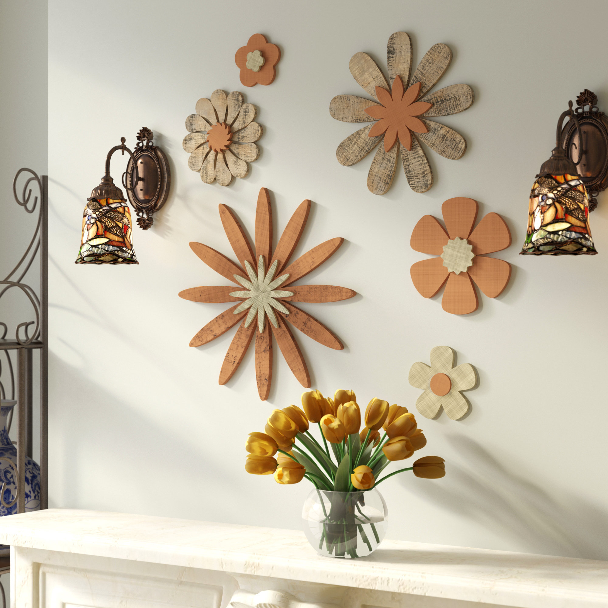 Red Barrel Studio 6 Piece Wooden Flower Wall Décor Set Reviews Red Barrel Studio 6 Piece Wooden Flower