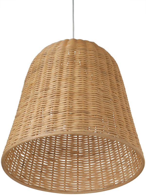 42 Inspiring Farmhouse Dining Room Decor Ideas 1-Light Wicker Bell Pendant Lamp