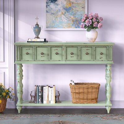 August Grove Chrysanthos 48.03" Console Table  Color: Light Mint Green