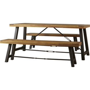 Modern Contemporary Wood Picnic Table With Benches Allmodern Benigna 3 Piece Wood Picnic Table