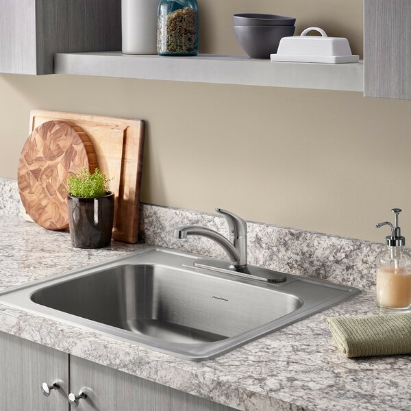 Colony 25 L x 22 W Single Bowl Drop-In Kitchen Sink with Faucet and Drain by American Standard