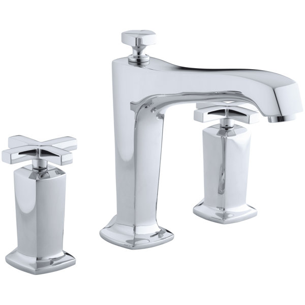 Margaux Deck-Mount Bath Faucet Trim for High-Flow Valve with Non-Diverter Spout and Cross Handles, Valve Not Included by Kohler