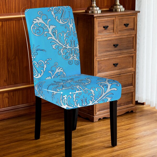 Flower Print Stretch Box Cushion Dining Chair Slipcover (Set Of 4) By Fleur De Lis Living