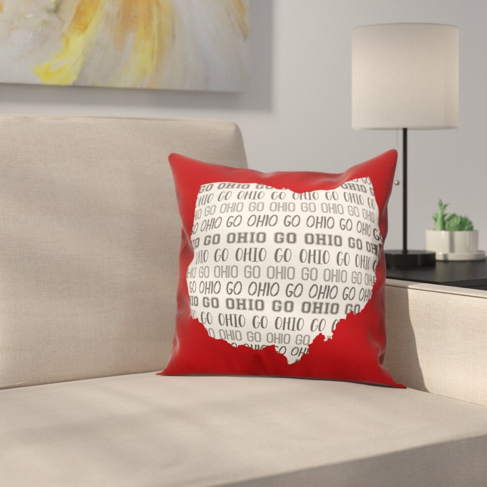 ArtVerse Katelyn Smith 16 x 16 Spun Polyester Ohio Love Pillow 