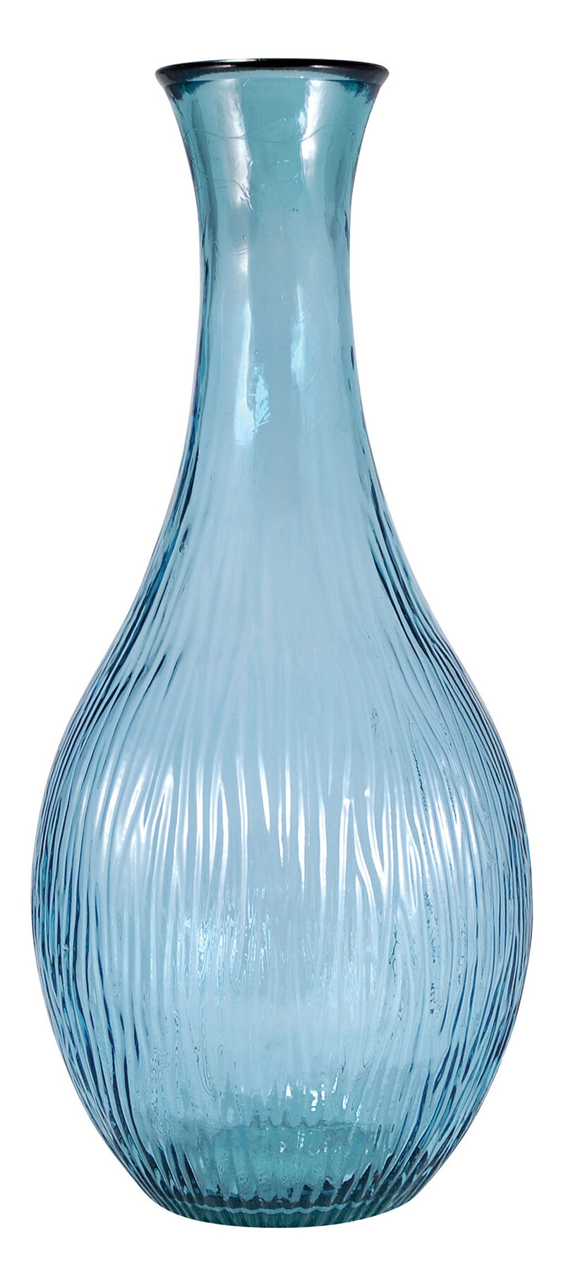 azure recycled blue glass floor vase