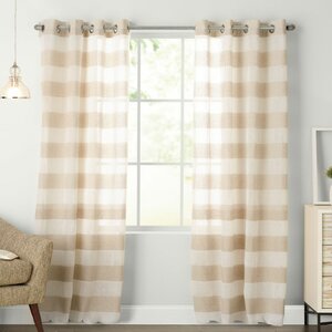 Arlen Striped Grommet Single Curtain Panel