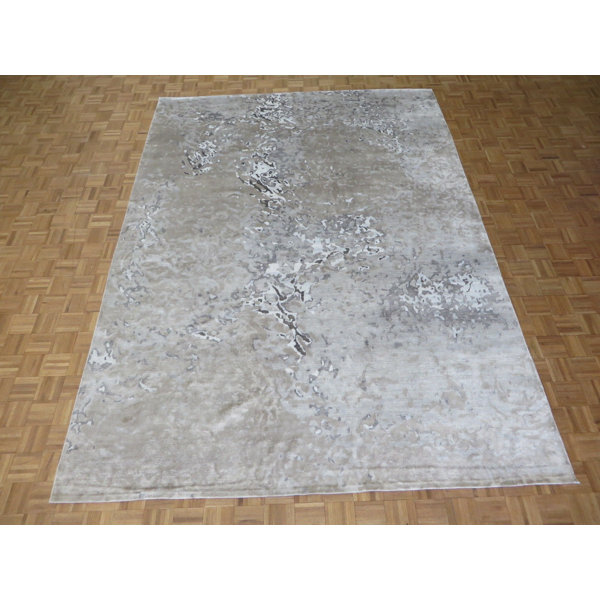 One-of-a-Kind Padang Sidempuan Modern Hand-Knotted Gray Area Rug by Bloomsbury Market