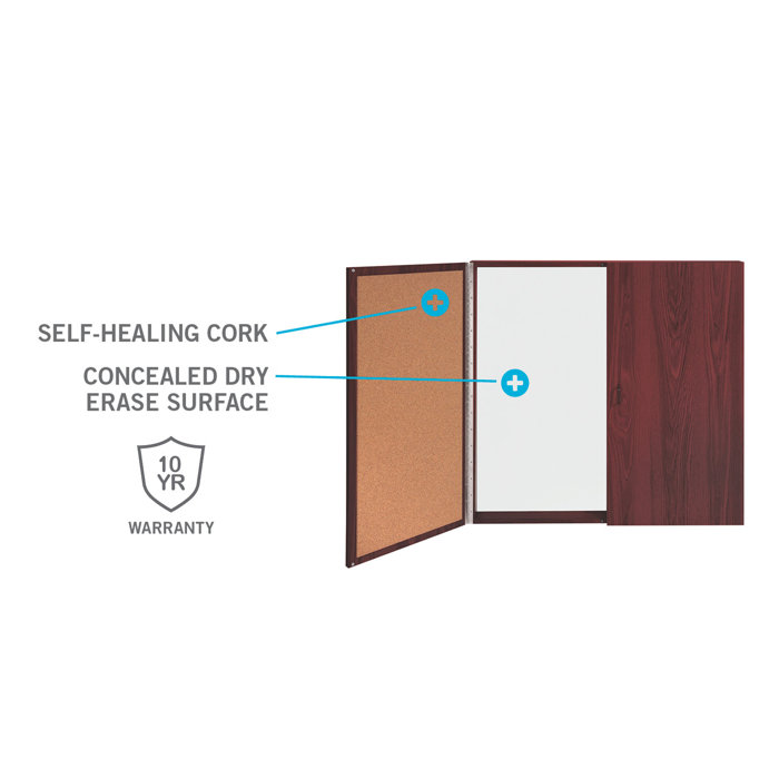 Ghent Magnetic Porcelain Whiteboard Cabinet With Cork Interior