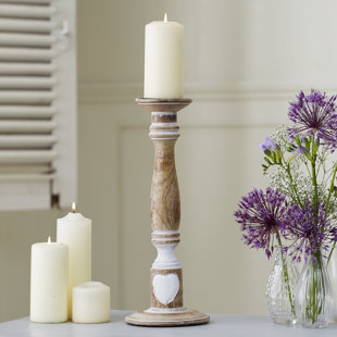 no spike Parlane Mango Wood Candle Holder Candlestick 20cm for Pillar Candle
