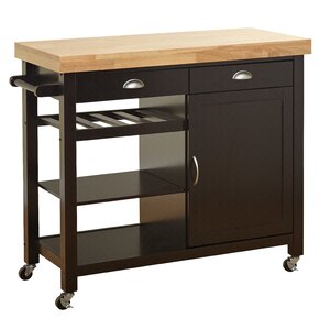 Nathaly Kitchen Cart with Wood Top