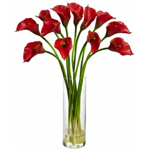 Mini Calla Lily Silk Flower Arrangement with Vase