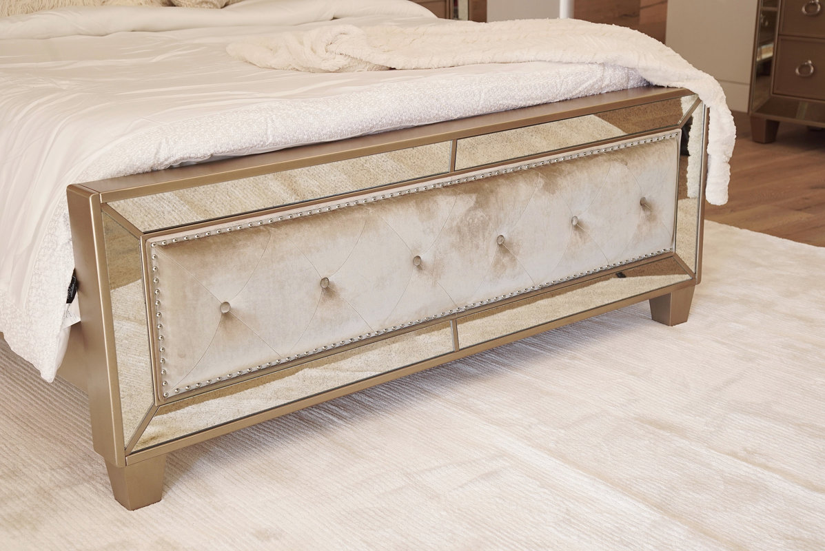 Willa Arlo Interiors Alasdair Mirrored Tufted Upholstered Platform Bed & Reviews Wayfair.ca