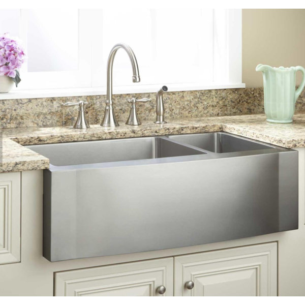 Kbp Home Stainless Steel Handmade Farmhouse Kitchen Sink Drop In Double Bowl 33x20x10 Wayfair
