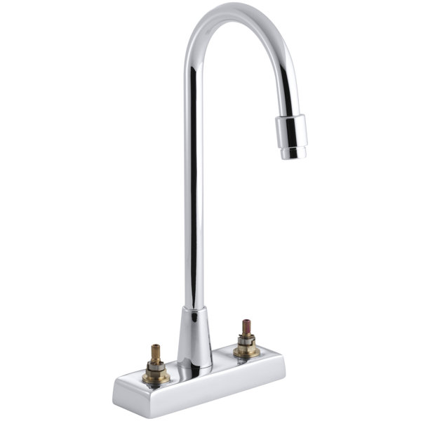 Triton Centerset Commercial Bathroom Sink Faucet with Gooseneck Spout and Vandal-Resistant Aerator, Requires Handles, Drain Not Included by Kohler