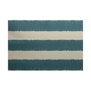 Leann Twisted Stripe Print Aqua Indoor/Outdoor Area Rug