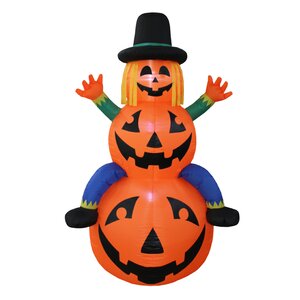 Halloween Scarecrow Inflatable on Pumpkins
