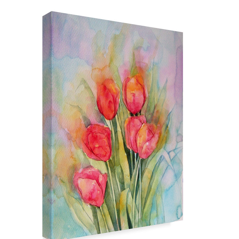 Trademark Art Vibrant Tulips Watercolor Painting Print On