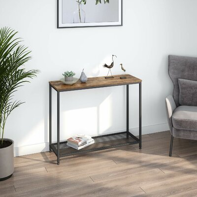 Ballucci Industrial Console Table With Single Shelf, Rustic Brown  Table Top Color: Rustic Brown