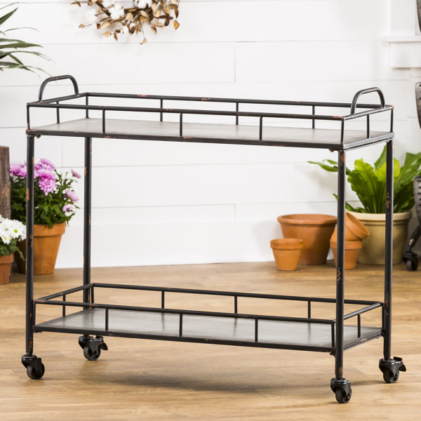 Quan 2-Tier Galvanized Bar Cart By Gracie Oaks