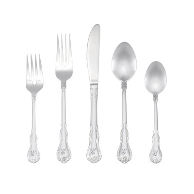 Oshiro Monogrammed 46 Piece 18/0 Stainless Steel Flatware Set, Service for 8 Lark Manor Letter: E