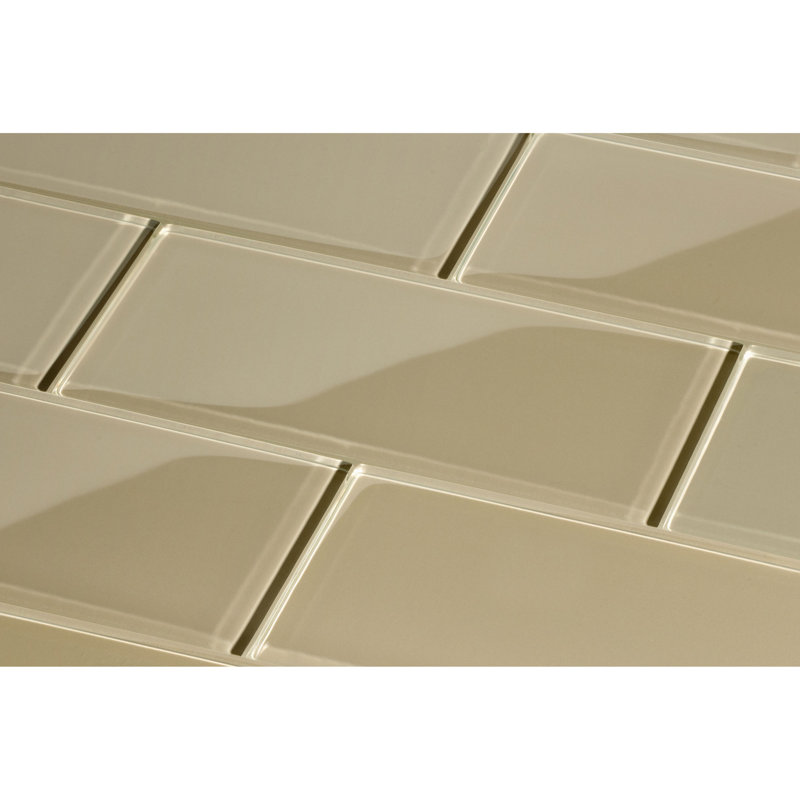 Giorbello 3" x 6" Glass Subway Tile in Light Taupe & Reviews Wayfair