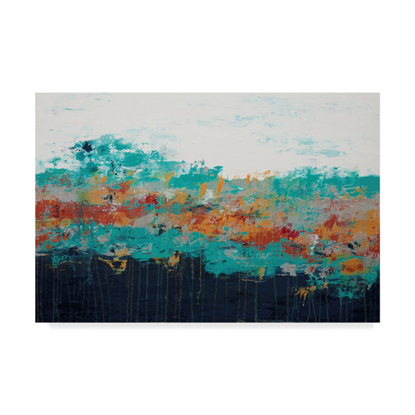 Trademark Art Lithosphere Blue Orange Acrylic Painting Print On