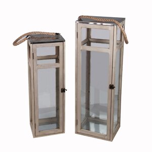 2 Piece Wood Lantern Set