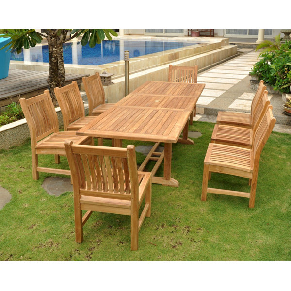 Farnam 9 Piece Teak Wood Dining Set by Rosecliff Heights