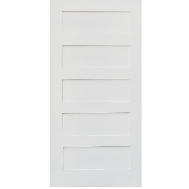 Stiledoors Paneled Solid Manufactured Wood Primed Shaker Five
