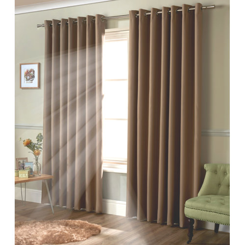 Strome Eyelet Blackout Thermal Curtains Marlow Home Co. Colour: Beige, Panel Size: 116 W x 137 D cm