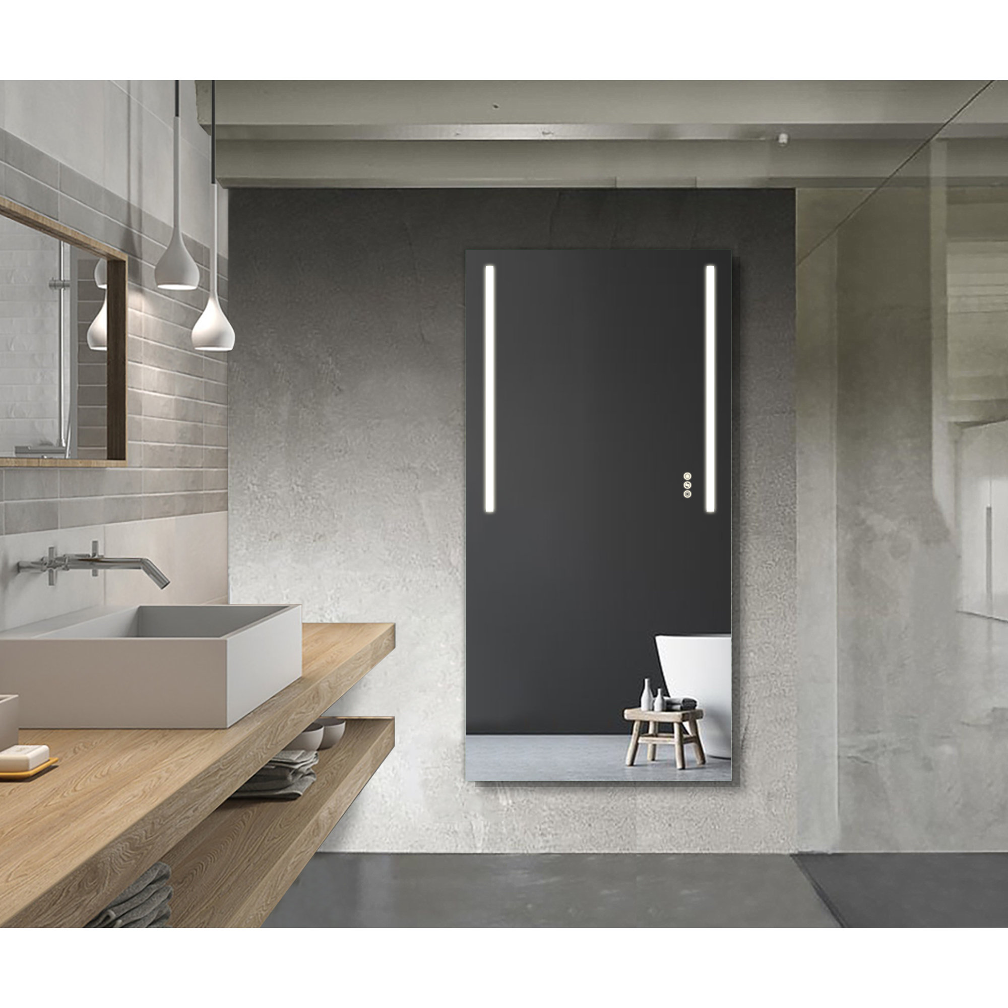 Laude Run Pegeen Modern Contemporary Lighted Bathroom Mirror Contemporary Lighted Bathroom Mirror