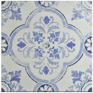 Shale 12.75″ x 12.75″ Ceramic Field Tile in White/Blue