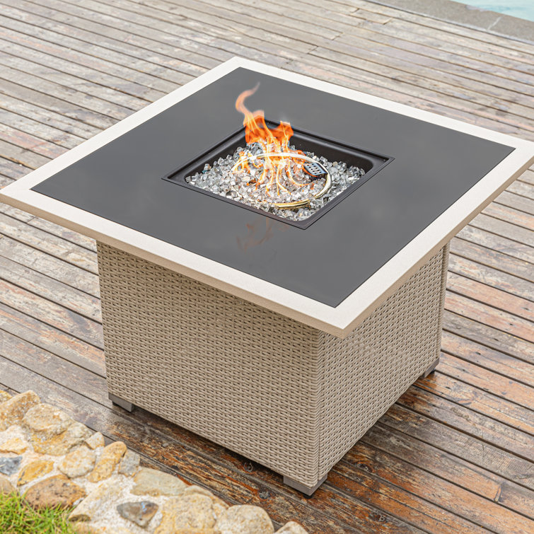 Latitude Run® 36-Inch Square Outdoor Propane Beige Fire ...