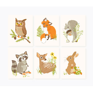 6 Piece Forest Friends Paper Print Set
