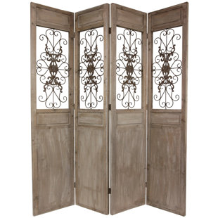 4 Panel French Country Room Dividers You Ll Love Wayfair Lalonde Railing Scrolls 4 Panel Room Divider
