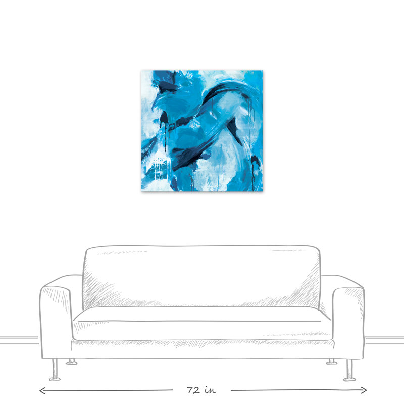 Blue Paint Strokes And Drips Graphic Art Print On Canvas Joss