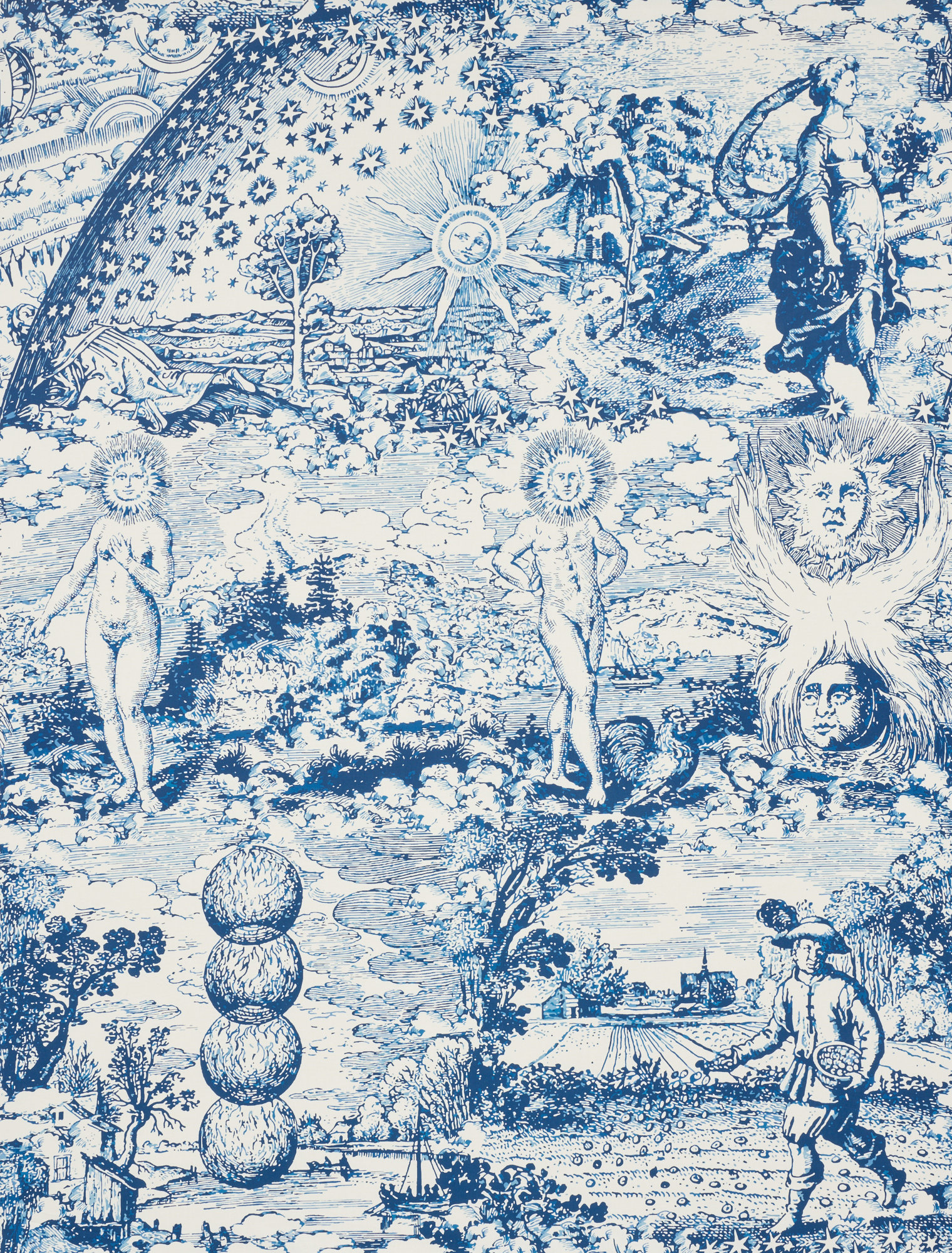 picture Blue Modern Toile Fabric modern toile fabric