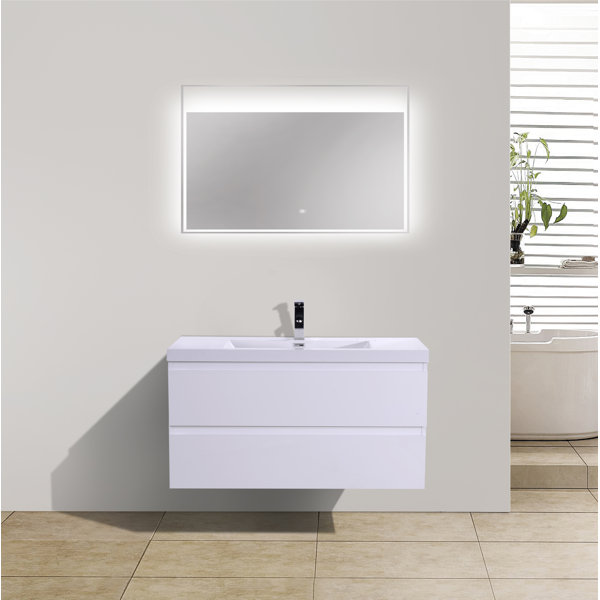 Lina 41.8 Wall Mounted Single Bathroom Vanity Set by Orren Ellis
