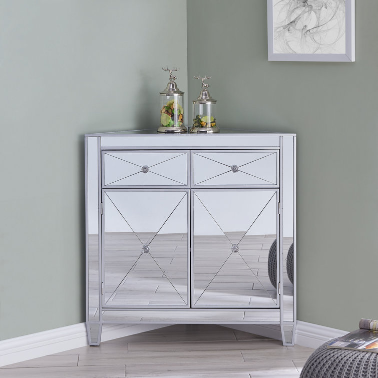 Rosdorf Park Tinley 2 Door Mirrored Corner Accent & Reviews