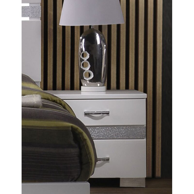 Everly Quinn Woodacre 3 - Drawer Nightstand in White High ...